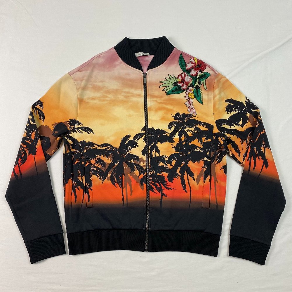Valentino Spa Sunset Palm Print Bomber Track‎ Jacket LARGE